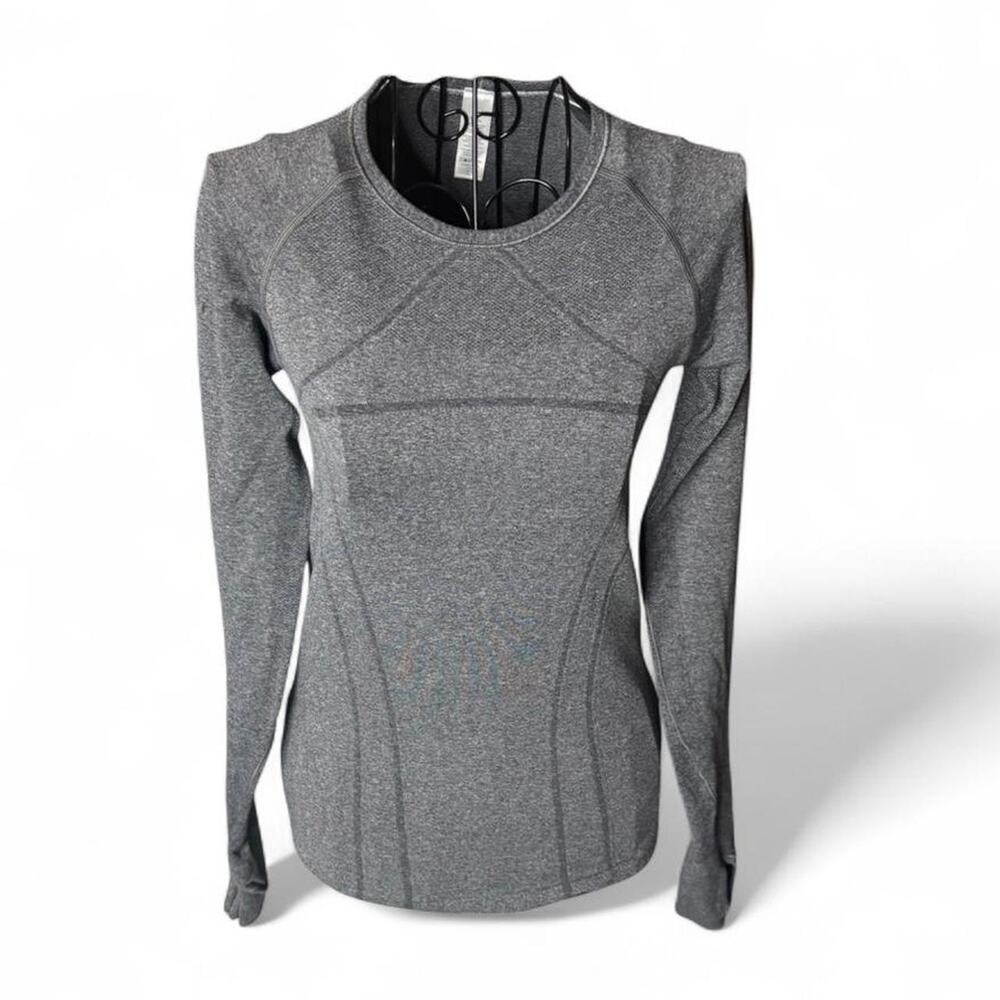 Ivivva by Lululemon Gray Heathered Long Sleeve Running Shirt Girls Size Large L